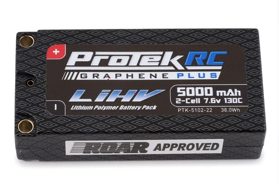 ProTek RC 2S 130C Low IR Si-Graphene + HV Shorty LiPo Battery (7.6V/5000mAh) w/5mm Connectors (ROAR Approved)