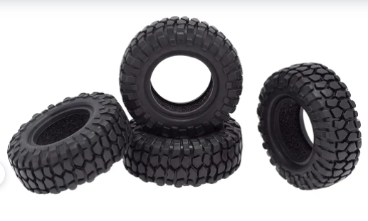 Realistic Rubber Tires (4) for Axial 1/24 SCX24 Rock Crawler (O.D.=48mm)
