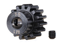Gear, 15-T pinion (machined) (1.0 metric pitch) (fits 5mm shaft)/ set screw