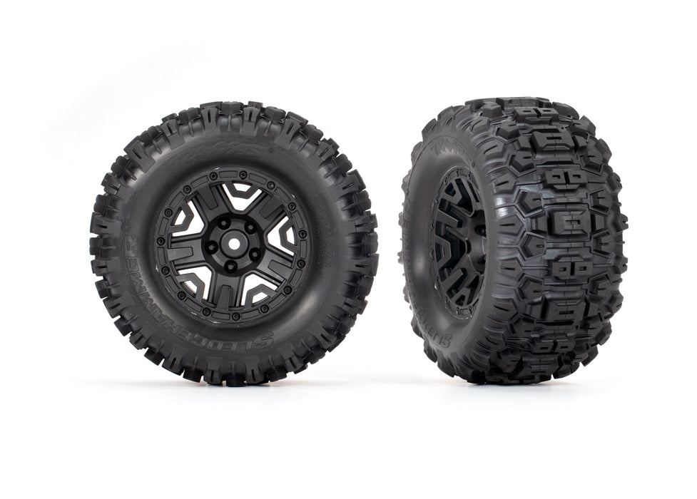 2.8" Black 5-Spoke Wheels & Sledgehammer Tires (2)