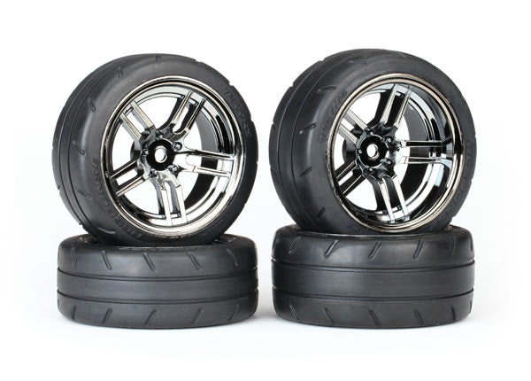 Tires & wheels, assembled, glued (split-spoke black chrome wheels, 1.9' Response tires, foam inserts) (front (2), rear (extra wide) (2)) (VXL rated)