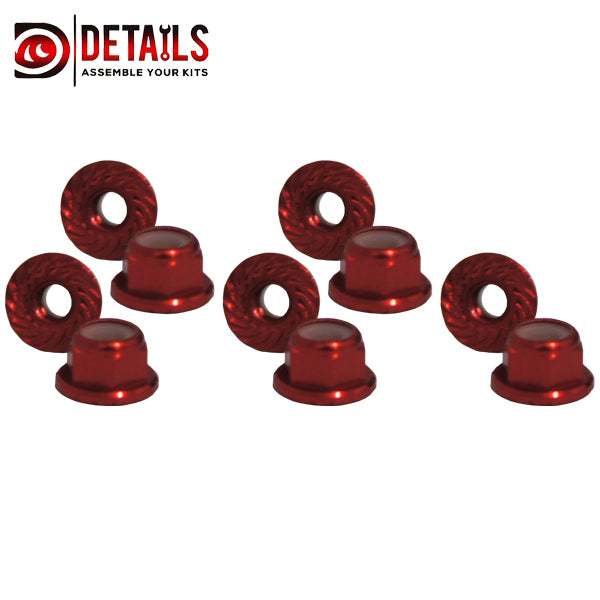 EmbossingFlange Nut M5 Regular CW 4pcs/bag red