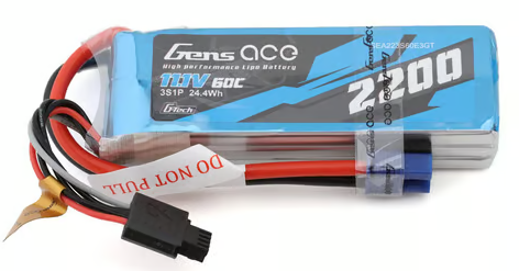 Gens Ace G-Tech Smart 3S LiPo Battery 60C (11.1V/2200mAh) w/EC3 Connector