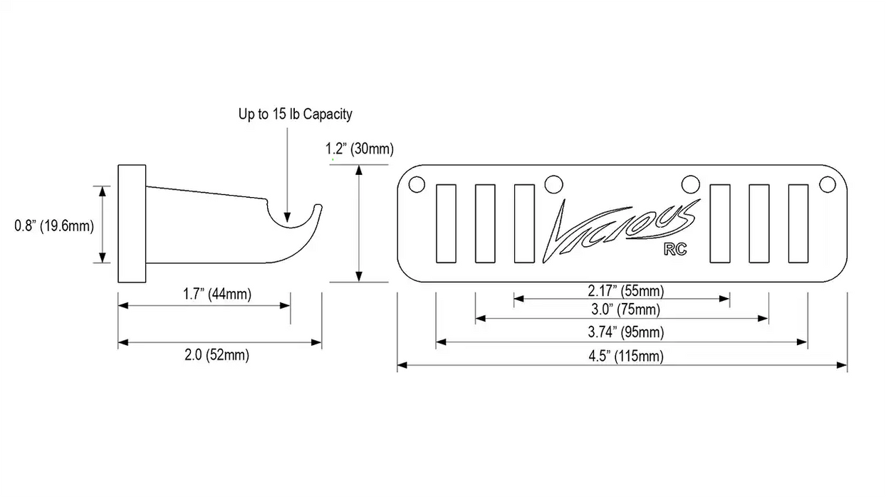 Cliffhanger wall mount for Small for 1/18th scale vehicles
