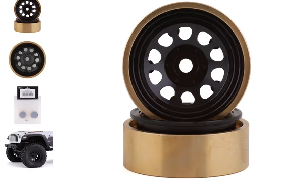 SSD RC SCX24 1.0” Aluminum/Brass D Hole Beadlock Wheels (Black) (2)