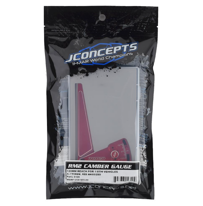 JConcepts Aluminum RM2 1/8 Camber Gauge (120mm) (Red)