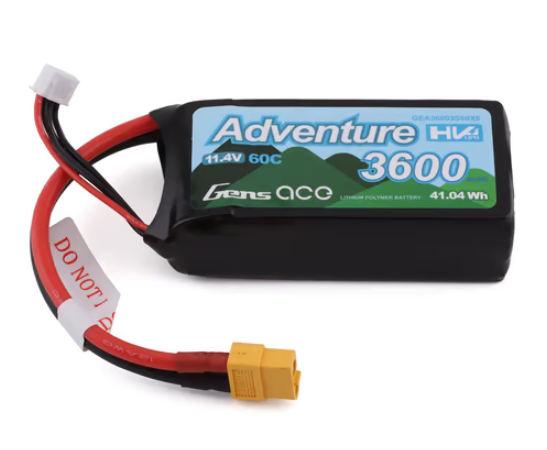 Gens Ace 3s LiHV LiPo Battery 60C w/XT-60 Connector (11.4V/3600mAh)