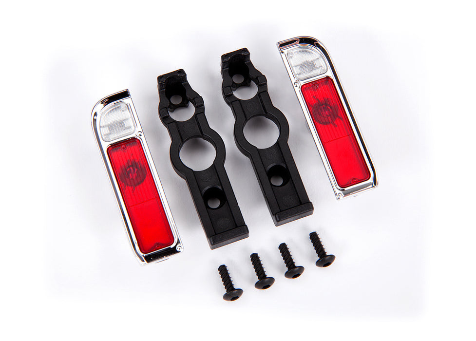 Tail light housing, chrome (2)/ lens (2)/ retainers (left & right)/ 2.6x8 BCS (self-tapping) (4)