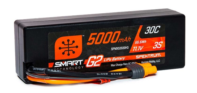 11.1V 5000mAh 3S 30C Smart G2 Hardcase LiPo Battery: IC3