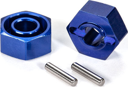 Wheel hubs, hex (blue-anodized, lightweight aluminum) (2)/ axle pins(4)