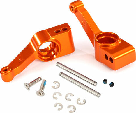 Carriers, Stub Axle (Orange-Anodized 6061-T6 Aluminum) (Rear) (Left and Right)/ 3X32Mm Hinge Pins (2)/ E-Clips (6)/ Hardware