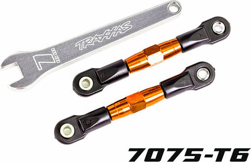 Camber Links, Rear (TUBES Orange-Anodized, 7075-T6 Aluminum, Stronger Than Titanium) (2) (assembled with Rod Ends and Hollow Balls)/ Aluminum Wrench (1)