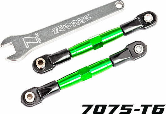 Camber Links, Front (TUBES Green-Anodized, 7075-T6 Aluminum, Stronger Than Titanium) (2) (assembled with Rod Ends and Hollow Balls)/ Aluminum Wrench (1)