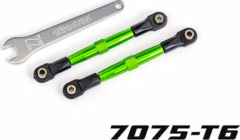 Toe Links, Front (TUBES Green-Anodized, 7075-T6 Aluminum, Stronger Than Titanium) (2) (assembled with Rod Ends and Hollow Balls)/ Aluminum Wrench (1)