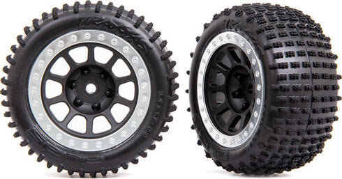 Tires & wheels, assembled (2.2" black, satin chrome beadlock wheels, Alias® 2.2" tires) (2) (Bandit® rear, medium compound with foam inserts)