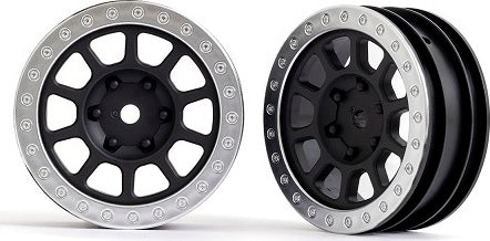 Wheels, 2.2" (Black, Satin Chrome Beadlock) (2) (Bandit® Front)