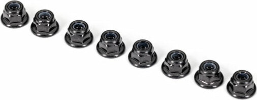 Nuts, 3mm Nylon Locking, Flanged, Black (8)