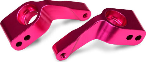 Stub axle carriers, Rustler/Stampede/Bandit (2), 6061-T6 aluminum (pink-anodized)/ 5x11mm ball bearings (4)
