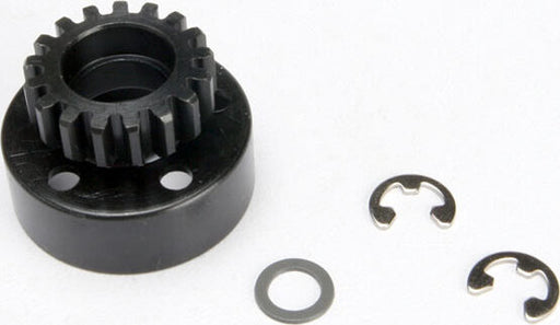 Clutch bell (17-tooth)/5x8x0.5mm fiber washer (2)/ 5mm e-clip (requires 5x11x4mm ball bearings part #4611) (1.0 metric pitch)