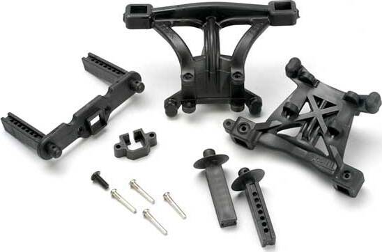 Body mounts, front & rear/ body mount posts, front & rear/ 2.5x18mm screw pins (4)/ 4x10mm BCS (1)