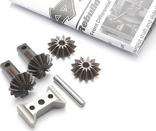 Gear set, differential (output gears (2)/ spider gears (2)/ spider gear shaft/ diff carrier support)
