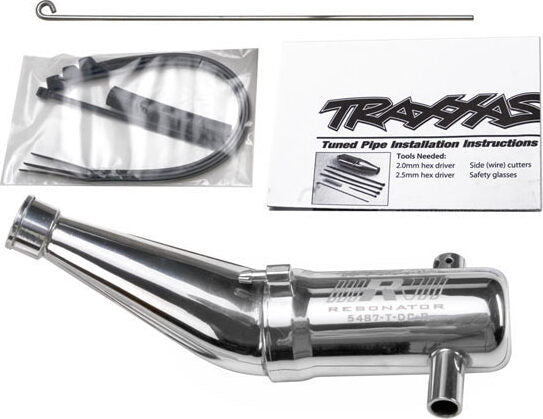 Tuned pipe, Resonator, R.O.A.R. legal (aluminum, double-chamber) (fits Maxx vehicles with TRX Racing Engines)