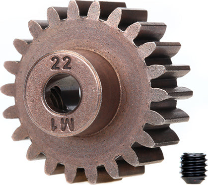 Gear, 22-T pinion (1.0 metric pitch) (fits 5mm shaft)/ set screw (compatible with steel spur gears)