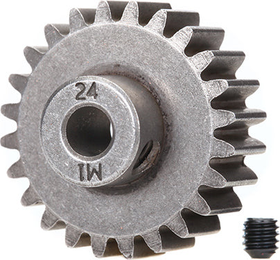 Gear, 24-T pinion (1.0 metric pitch) (fits 5mm shaft)/ set screw (compatible with steel spur gears)