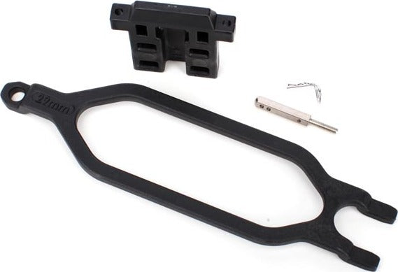 Hold down, battery/ hold down retainer/ battery post/ angled body clip (allows for installation of taller, multi-cell batteries)