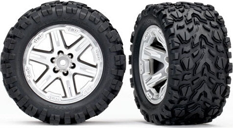 Tires & wheels, assembled, glued (2.8") (RXT satin chrome wheels, Talon EXT tires, foam inserts) (4WD electric front/rear, 2WD electric front only) (2) (TSM rated)