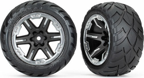 Tires and Wheels, Assembled, Glued (2.8") (Rxt Black and Chrome Wheels, Anaconda® Tires, Foam Inserts) (4Wd Electric Front/Rear, 2Wd Electric Front Only) (2) (Tsm Rated)