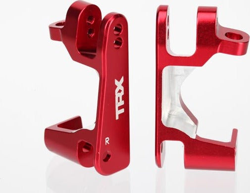 Caster blocks (c-hubs), 6061-T6 aluminum (red-anodized), left & right