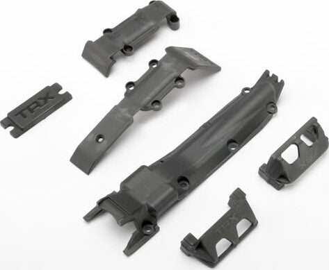 Skidplate set, front (1)/ rear (1)/ transmission (1)/ steering servo guards (2) / steering servo cover plate (1)