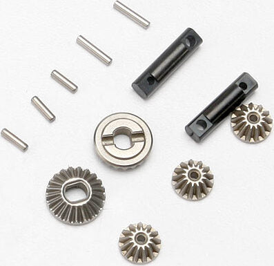 Gear set, differential (output gears (2)/ spider gears (3))/ differential output shafts (2)/ 1.5x6mm pin (3)/ 1.5x8mm pin (2)