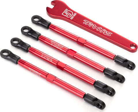 Toe links, aluminum (red-anodized) (4) (assembled with rod ends and threaded inserts)