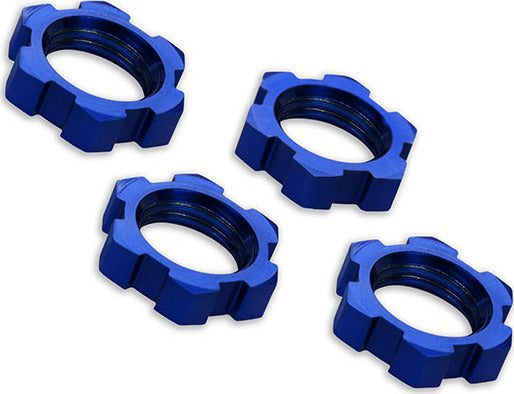 Wheel nuts, splined, 17mm, serrated (blue-anodized) (4)