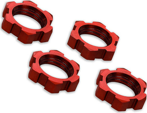 Wheel nuts, splined, 17mm, serrated (red-anodized) (4)