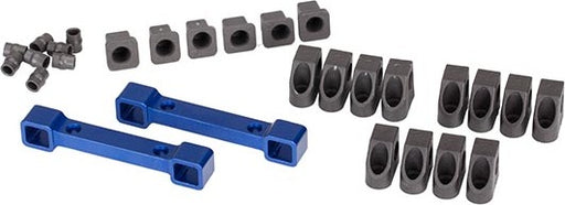 Mounts, suspension arms, aluminum (blue-anodized) (front & rear)/ hinge pin retainers (12)/ inserts (6)
