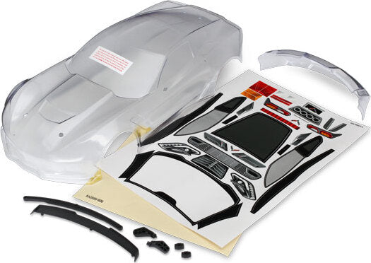 Body, Chevrolet Corvette Z06 (clear, requires painting)/ decal sheet (includes side mirrors, spoiler, & mounting hardware)