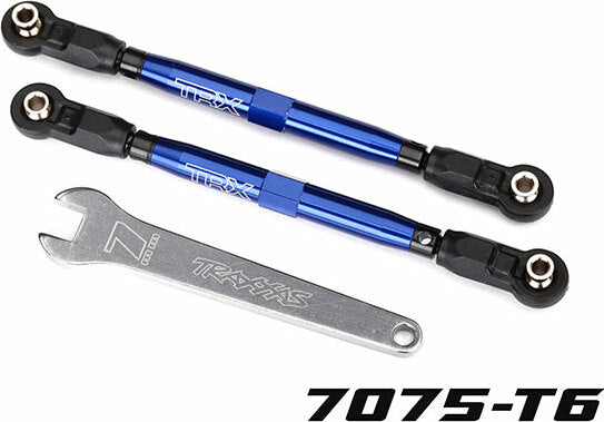 Toe Links, Front, Unlimited Desert Racer® (TUBES Blue-Anodized, 7075-T6 Aluminum, Stronger Than Titanium) (102mm) (2) (assembled with Rod Ends and Hollow Balls)/ Aluminum Wrench, 7mm (1)