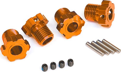 Wheel Hubs, Splined, 17Mm (Orange-Anodized) (4)/ 4X5 Gs (4)/ 3X14Mm Pin (4)