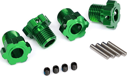Wheel hubs, splined, 17mm (green-anodized) (4)/ 4x5 GS (4), 3x14mm pin (4)