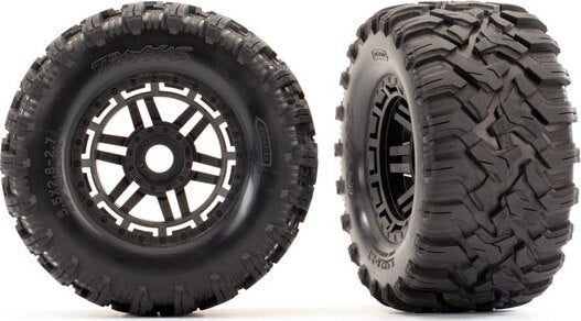 Tires & wheels, assembled, glued (black wheels, Maxx® All-Terrain tires, foam inserts) (2) (17mm splined) (TSM® rated)