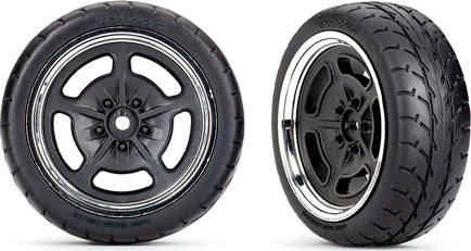 Tires and Wheels, Assembled, Glued (Black with Chrome Wheels, 2.1" Response Tires) (front) (2)
