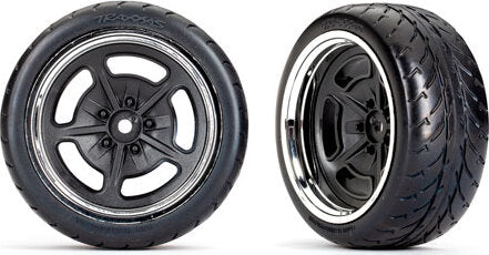 Tires & wheels, assembled, glued (black with chrome wheels, 2.1" Response tires) (extra wide, rear) (2)