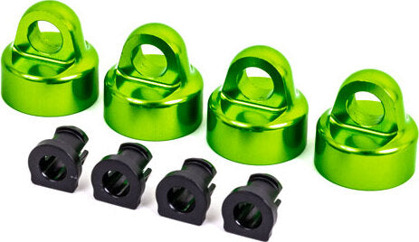 Shock caps, aluminum (green-anodized), GT-Maxx® shocks (4)/ spacers (4) (for Sledge®)