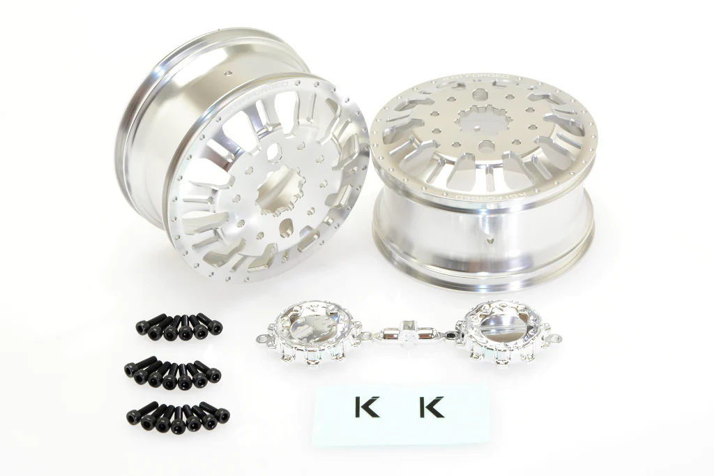 CEGCKD0651 KG1 KD004 Duel Front Dually Wheel, Silver Anodized Pair with Cap, Decal, and 33x65.5mm Screws