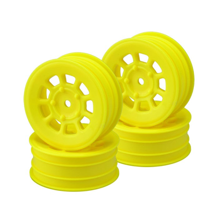 JConcepts 9 Shot 2.2 Dirt Oval Front Wheels (Yellow) (4) (B6.1/XB2/RB7/YZ2) w/12mm Hex