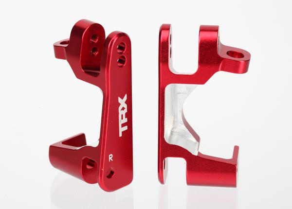 Caster blocks (c-hubs), 6061-T6 aluminum (red-anodized), left & right