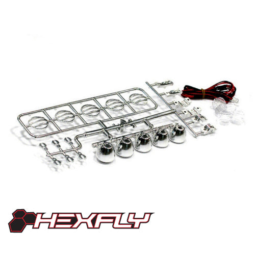 Hexfly LED Crawler Light Bar Set(5 Spotlight) Chrome
